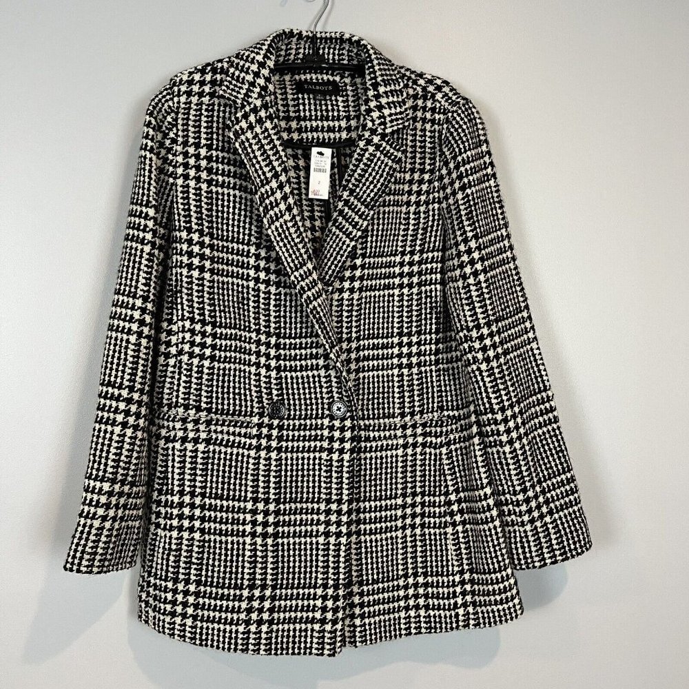 Talbots Houndstooth‎ Wool Blend Coat Womens Size 2 NWT $199